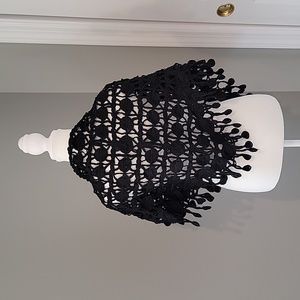 Vintage Crochet Black Shawl